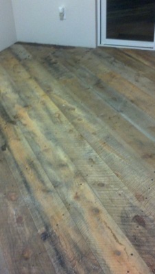 Picture of Rough Cut Reclaimed Barn Board Floor Before Installation of Clear Epoxy